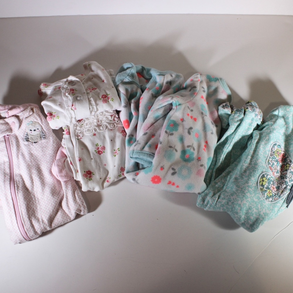 CARTERS (4) Newborn Sleeper Footies Pyjama Lot Size Newborn New Born NB - Picture 11 of 11